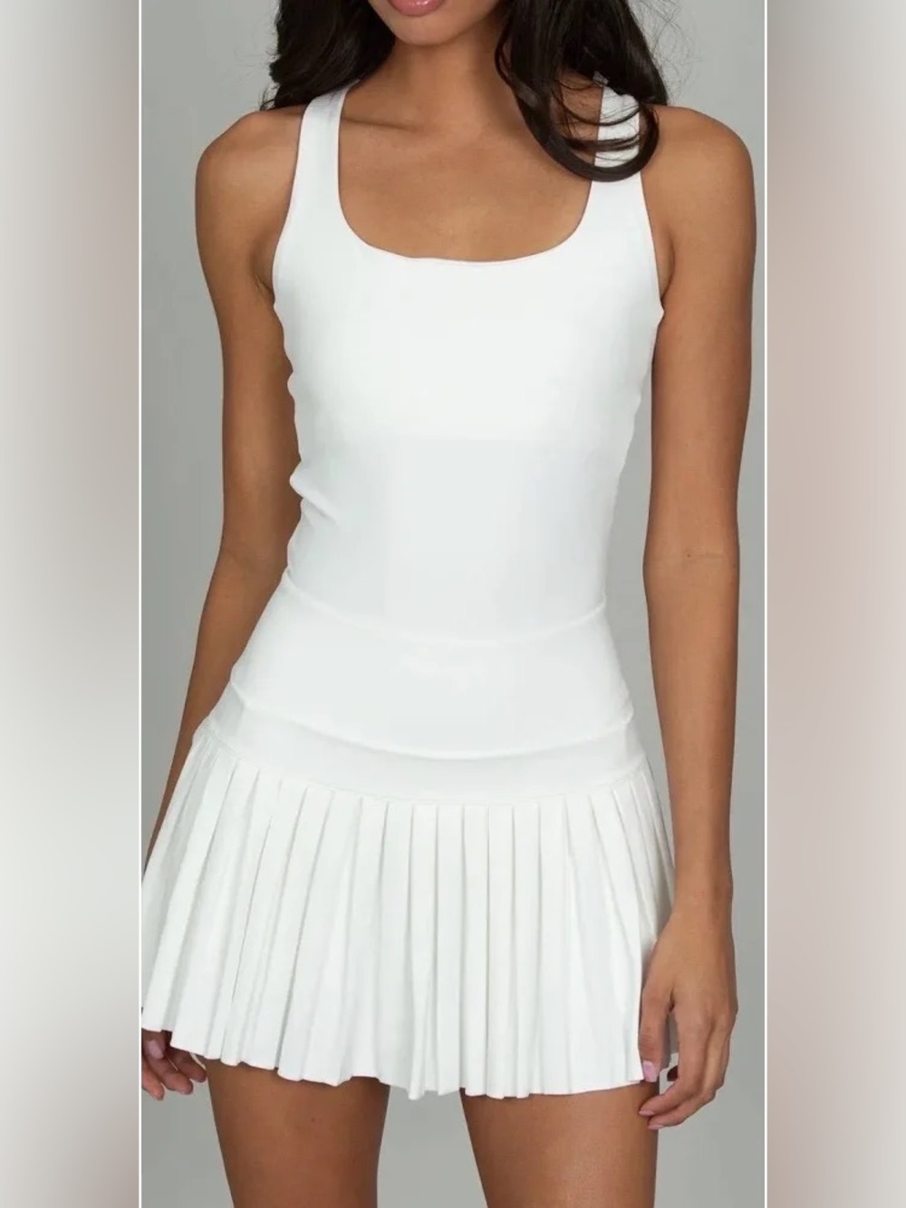 Laura Ashley White Sleeveless Pleated Dress
